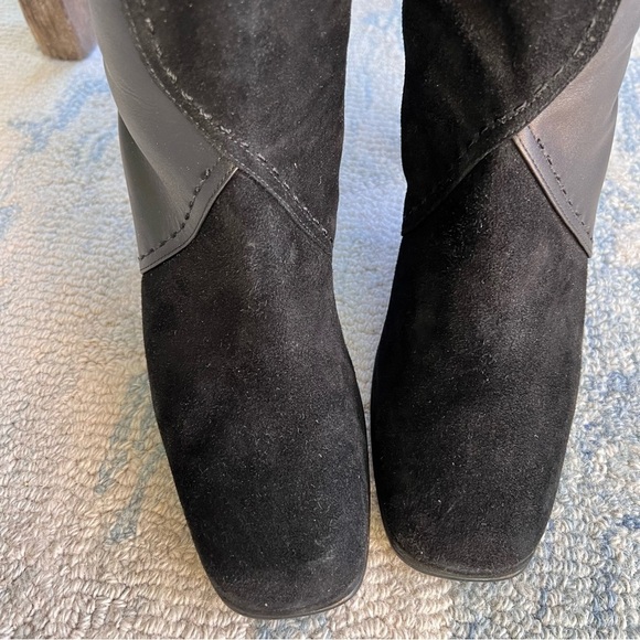Aerosoles Comfort Button Black Leather Square Toe High Heel Side Zip Boots 8.5 - Picture 5 of 13